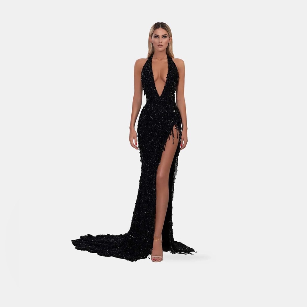 Albina Dyla black birthday or prom dress